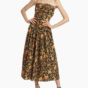 RHODE Black and Orange Midi Dress